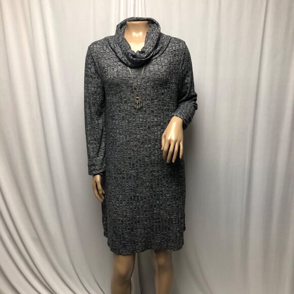 Maurices Cowl Neck Sweater Dress Womens Size Medium Black White Long Sleeve - Picture 1 of 8